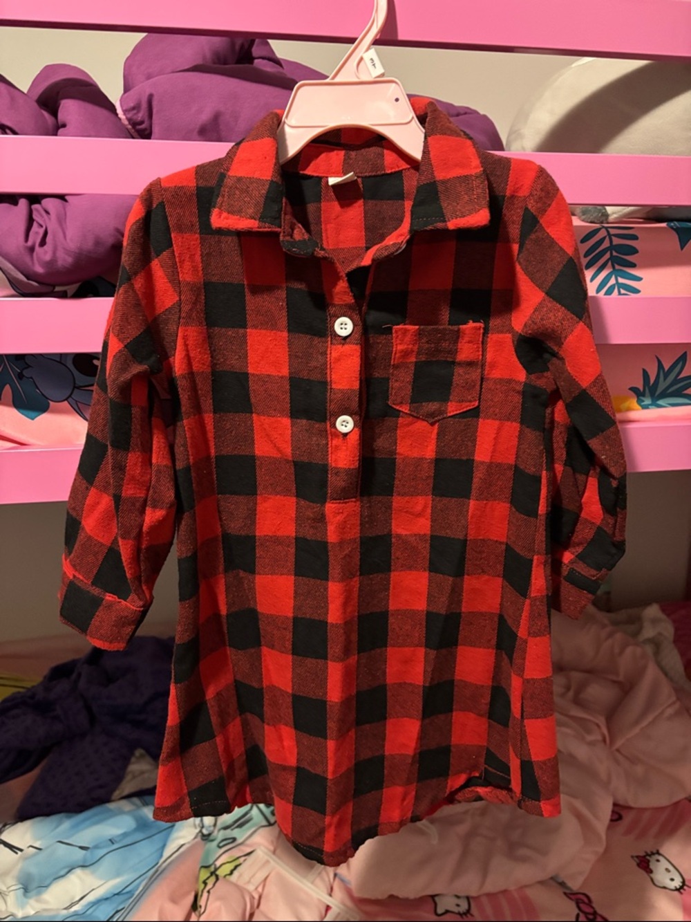 Amazon Kids Red and Black Buffalo Plaid Shirt Dress